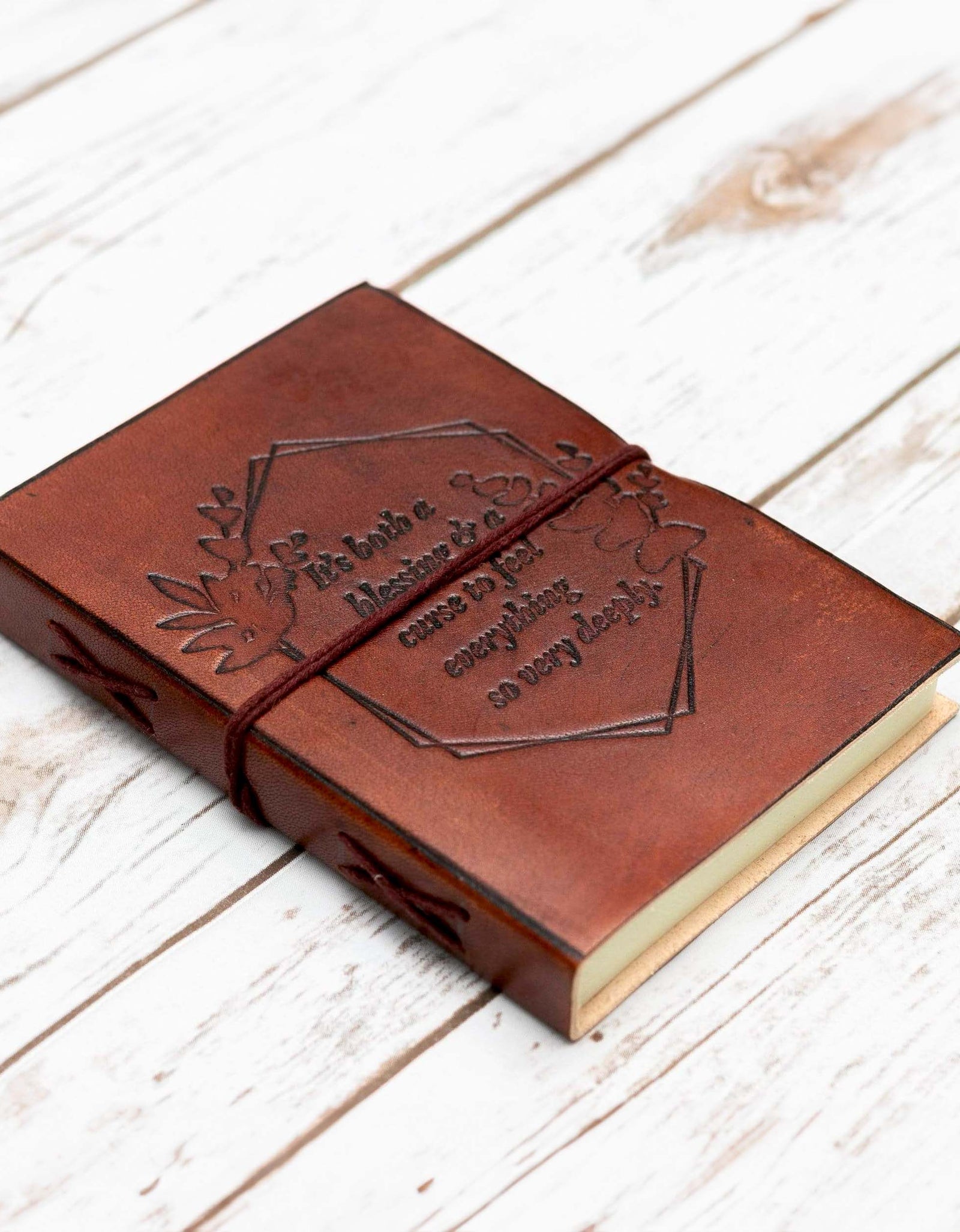 Feel Deeply Quote Leather Journal - 7x5 by Soothi