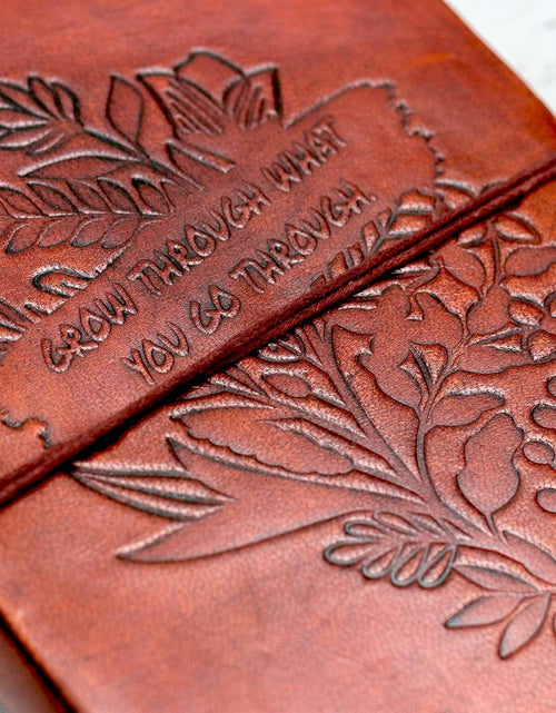 Load image into Gallery viewer, Grow Through Quote Leather Journal - 8x6 Size by Soothi
