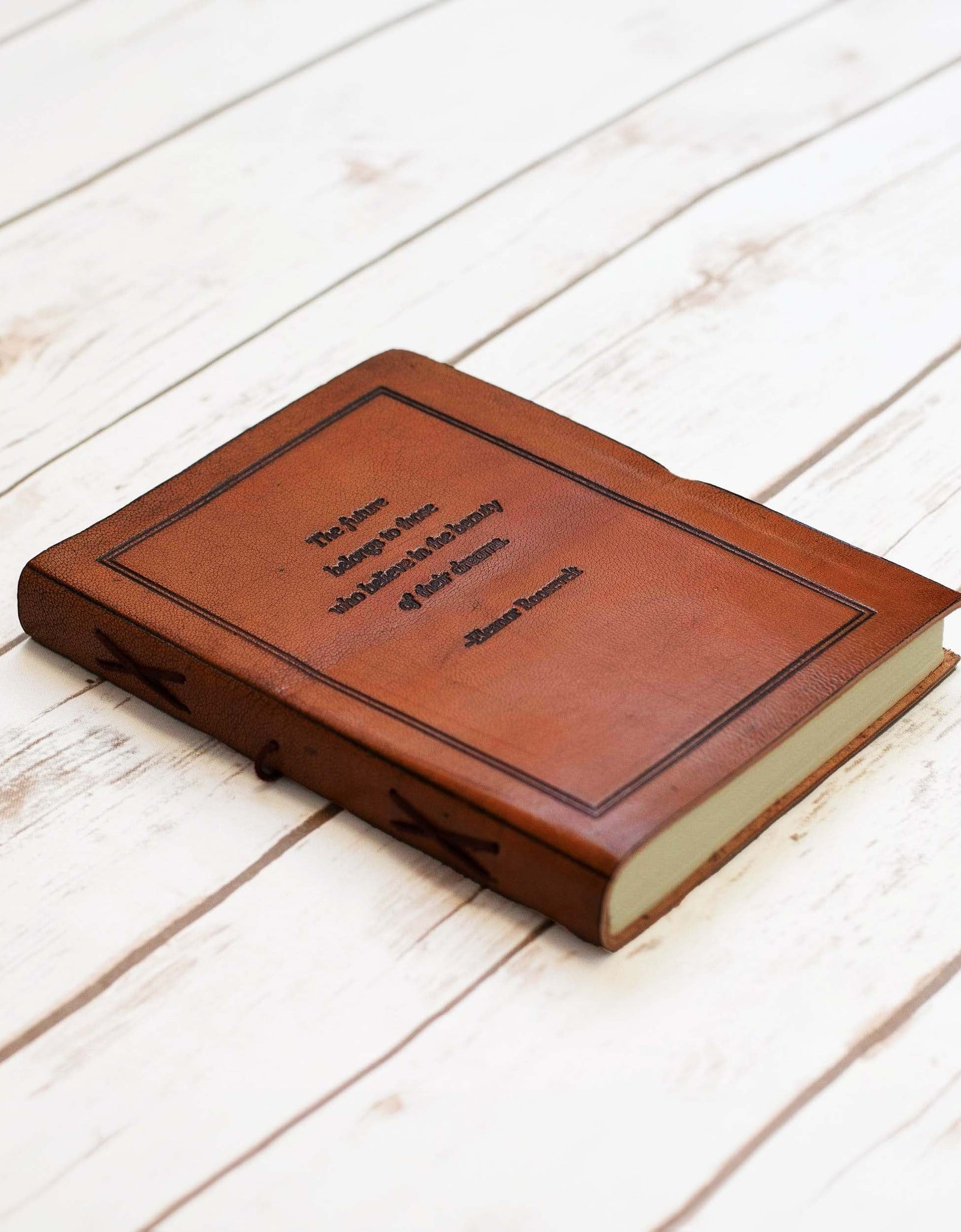 The Future Belongs Eleanor Roosevelt Quote Leather Journal - 8x6 Size by Soothi