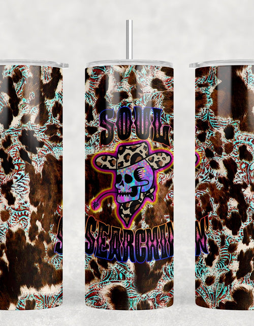 Load image into Gallery viewer, Soul Searchin Skull - 20 oz Steel Skinny Tumbler - Optional Blue Tooth Speaker - Speaker Color will Vary by Rowdy Ridge Co
