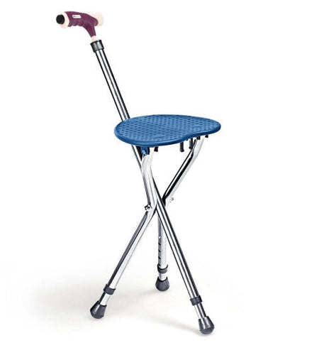 Lightweight Adjustable Folding Cane Seat with Light-Blue