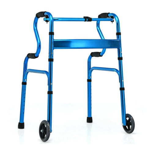 Load image into Gallery viewer, Aluminum Heavy-Duty Folding Wheeled Stand-Assist Walker-Blue
