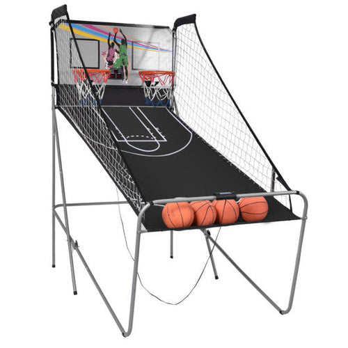 Load image into Gallery viewer, Foldable Double Electronic Basketball Game with 4 Balls Indoor-Gray

