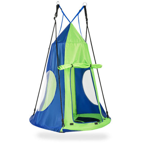 Load image into Gallery viewer, 2-in-1 40 Inch Kids Hanging Chair Detachable Swing Tent Set-Green

