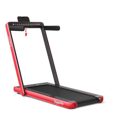 Load image into Gallery viewer, 2-in-1 Electric Motorized Health and Fitness Folding Treadmill with Dual Display and Speaker-Red
