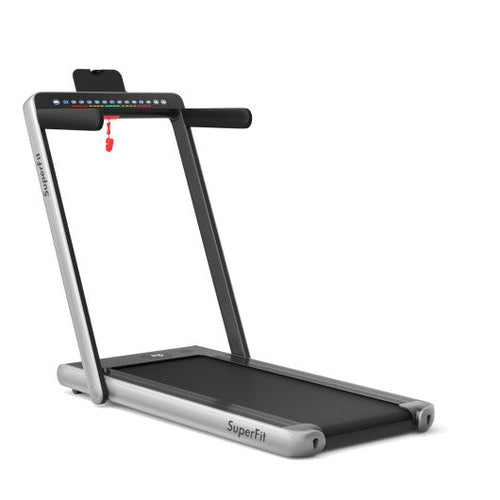Load image into Gallery viewer, 2-in-1 Electric Motorized Health and Fitness Folding Treadmill with Dual Display-Silver
