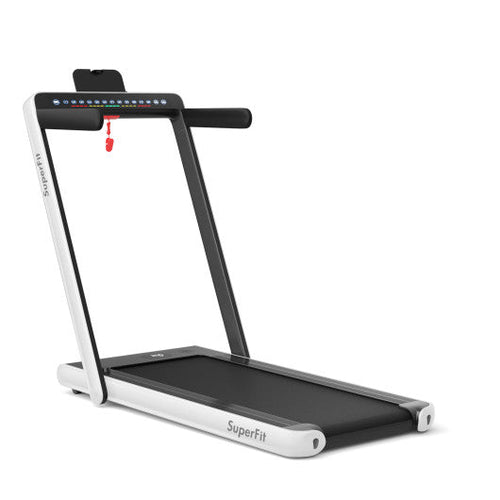 Load image into Gallery viewer, 2-in-1 Electric Motorized Health and Fitness Folding Treadmill with Dual Display and Speaker-White
