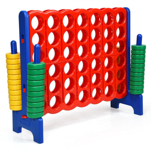 Load image into Gallery viewer, Jumbo 4-to-Score Giant Game Set with 42 Jumbo Rings and Quick-Release Slider-Blue
