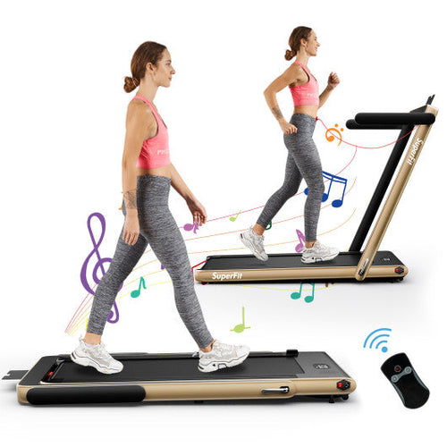 Load image into Gallery viewer, 2.25HP 2 in 1 Folding Treadmill with APP Speaker Remote Control-Yellow
