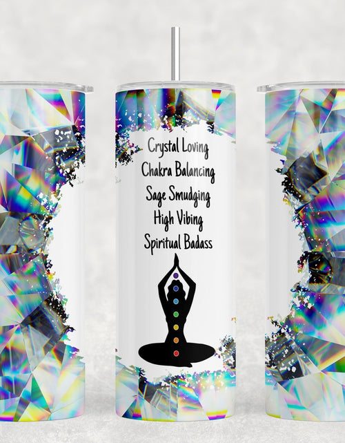 Load image into Gallery viewer, Spiritual Badass - 20 oz Steel Skinny Tumbler - Optional Blue Tooth Speaker - Speaker Color will Vary by Rowdy Ridge Co
