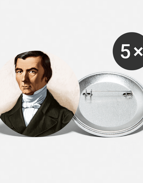 Load image into Gallery viewer, Frederic Bastiat Buttons small 1'' (5-pack) by Proud Libertarian
