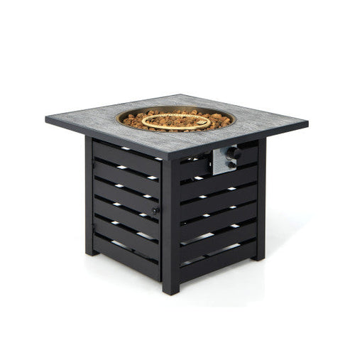 Load image into Gallery viewer, Square Propane Fire Pit Table with Lava Rocks and Rain Cover
