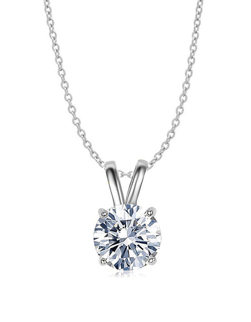 Load image into Gallery viewer, Rhodium Plated Round Cut Crystal Pendant Necklace by Donatello Gian

