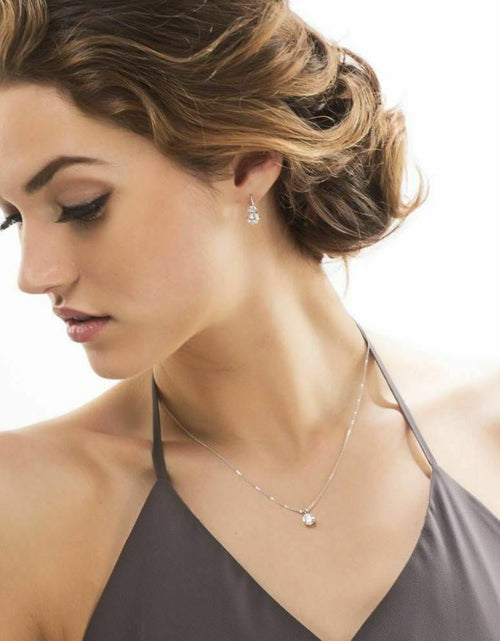 Load image into Gallery viewer, Rhodium Plated Round Cut Crystal Pendant Necklace by Donatello Gian
