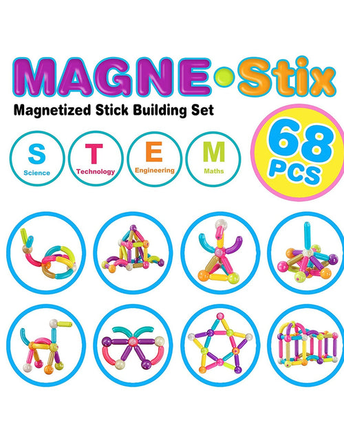 Load image into Gallery viewer, Contixo ST2 Kids Magnetic Stix Stick 68 PCs 3D Building Blocks by Contixo
