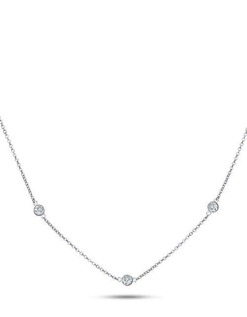 Load image into Gallery viewer, Solid Sterling Silver Round Cut Station Necklace by Donatello Gian

