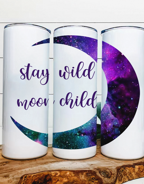 Load image into Gallery viewer, Stay Wild Moon Child - 20 oz Steel Skinny Tumbler - Optional Blue Tooth Speaker - Speaker Color will Vary by Rowdy Ridge Co
