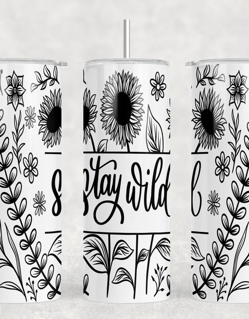 Load image into Gallery viewer, Stay Wild Sunflower - 20 oz Steel Skinny Tumbler - Optional Blue Tooth Speaker - Speaker Color will Vary by Rowdy Ridge Co
