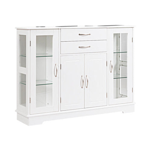 Load image into Gallery viewer, Sideboard Buffet Server Storage Cabinet with 2 Drawers and Glass Doors-White
