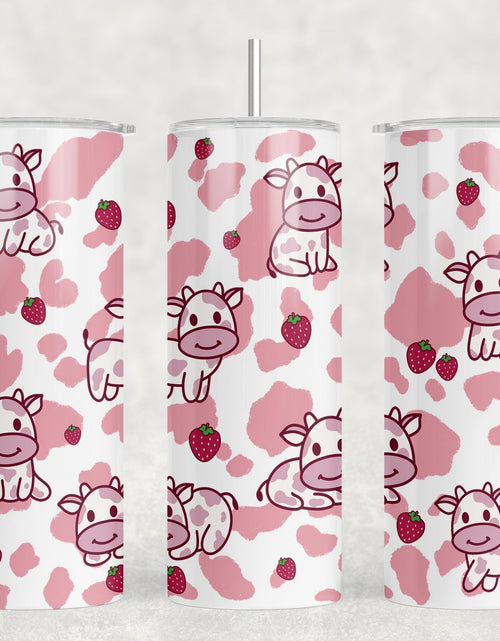Load image into Gallery viewer, Strawberry Cows|Skinny Tumbler|Optional Bluetooth Speaker| Speaker Color Varies by Rowdy Ridge Co
