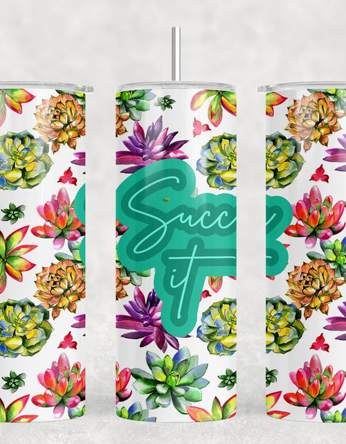 Load image into Gallery viewer, Succ It Succulents - 20 oz Steel Skinny Tumbler - Optional Blue Tooth Speaker - Speaker Color will Vary by Rowdy Ridge Co
