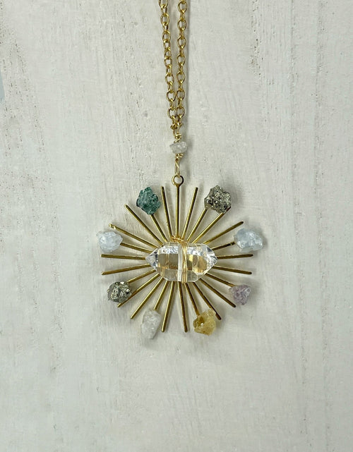 Load image into Gallery viewer, Sunburst Healing Crystal Grid Necklace by Ariana Ost

