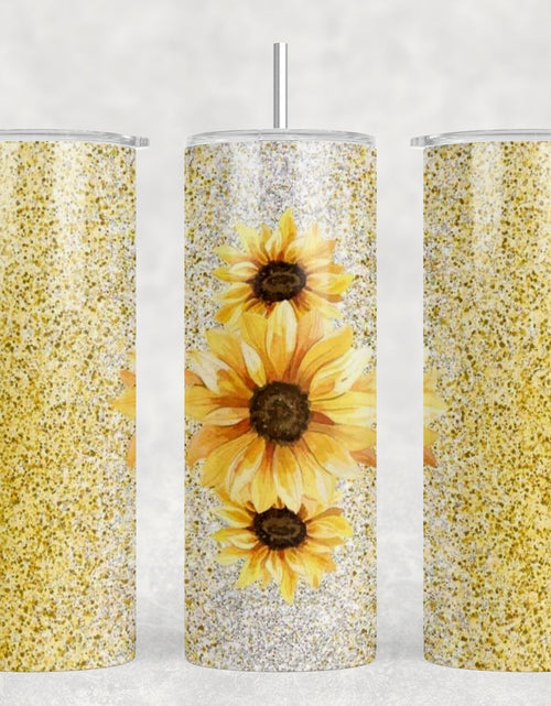 Load image into Gallery viewer, Sunflowers - 20 oz Steel Skinny Tumbler - Optional Blue Tooth Speaker - Speaker Color will Vary by Rowdy Ridge Co
