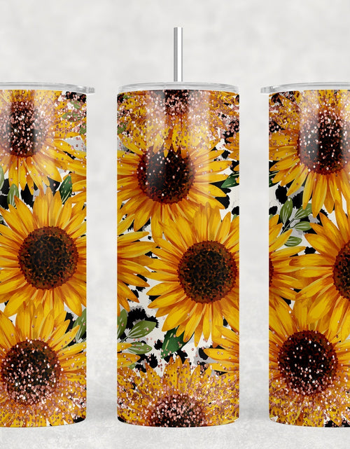 Load image into Gallery viewer, Sunflowers - 20 oz Steel Skinny Tumbler - Optional Blue Tooth Speaker - Speaker Color will Vary by Rowdy Ridge Co
