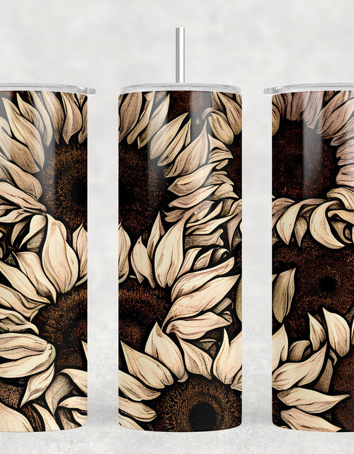 Load image into Gallery viewer, Sunflowers - 20 oz Steel Skinny Tumbler - Optional Blue Tooth Speaker - Speaker Color will Vary by Rowdy Ridge Co
