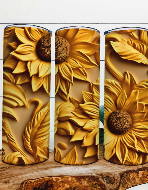 Load image into Gallery viewer, Sunflowers|Skinny Tumbler|Optional Bluetooth Speaker| Speaker Color Varies by Rowdy Ridge Co
