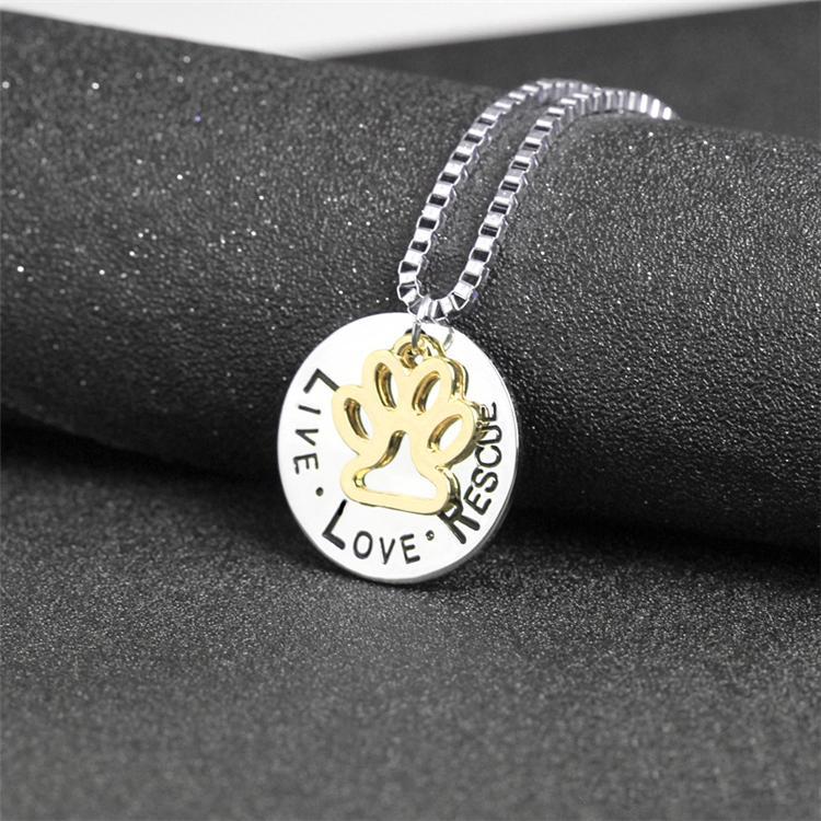 Round Dog Paw Tag Short Necklace by Furr Baby Gifts