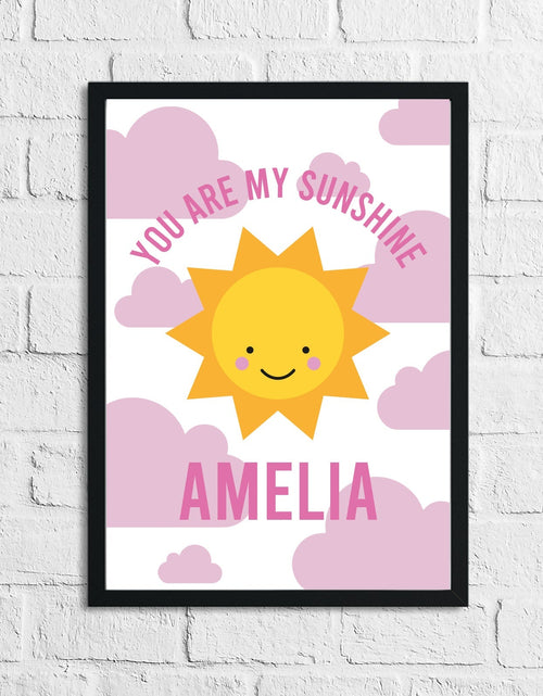 Load image into Gallery viewer, Personalised You Are My Sunshine Pink Children's Room Wall Decor Print by WinsterCreations™ Official Store
