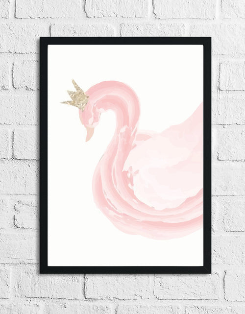 Load image into Gallery viewer, Pink Swan Water Colour Children's Room Wall Bedroom Decor Print by WinsterCreations™ Official Store
