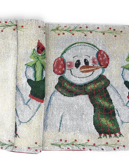 Load image into Gallery viewer, DaDa Bedding Set of 8 Pieces Magical Snowman Holiday Table Tapestry - 4 Placemats, 2 Table Runners, 2 Throw Pillow Covers (9733) by DaDa Bedding Collection
