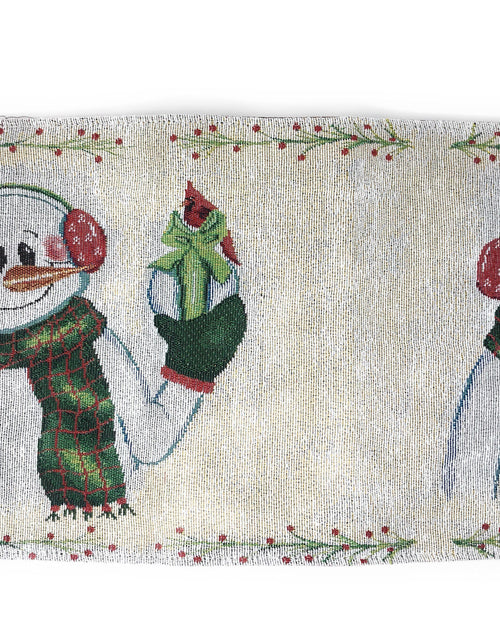 Load image into Gallery viewer, DaDa Bedding Set of 8 Pieces Magical Snowman Holiday Table Tapestry - 4 Placemats, 2 Table Runners, 2 Throw Pillow Covers (9733) by DaDa Bedding Collection
