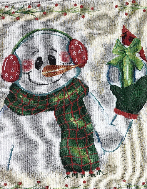 Load image into Gallery viewer, DaDa Bedding Set of 8 Pieces Magical Snowman Holiday Table Tapestry - 4 Placemats, 2 Table Runners, 2 Throw Pillow Covers (9733) by DaDa Bedding Collection
