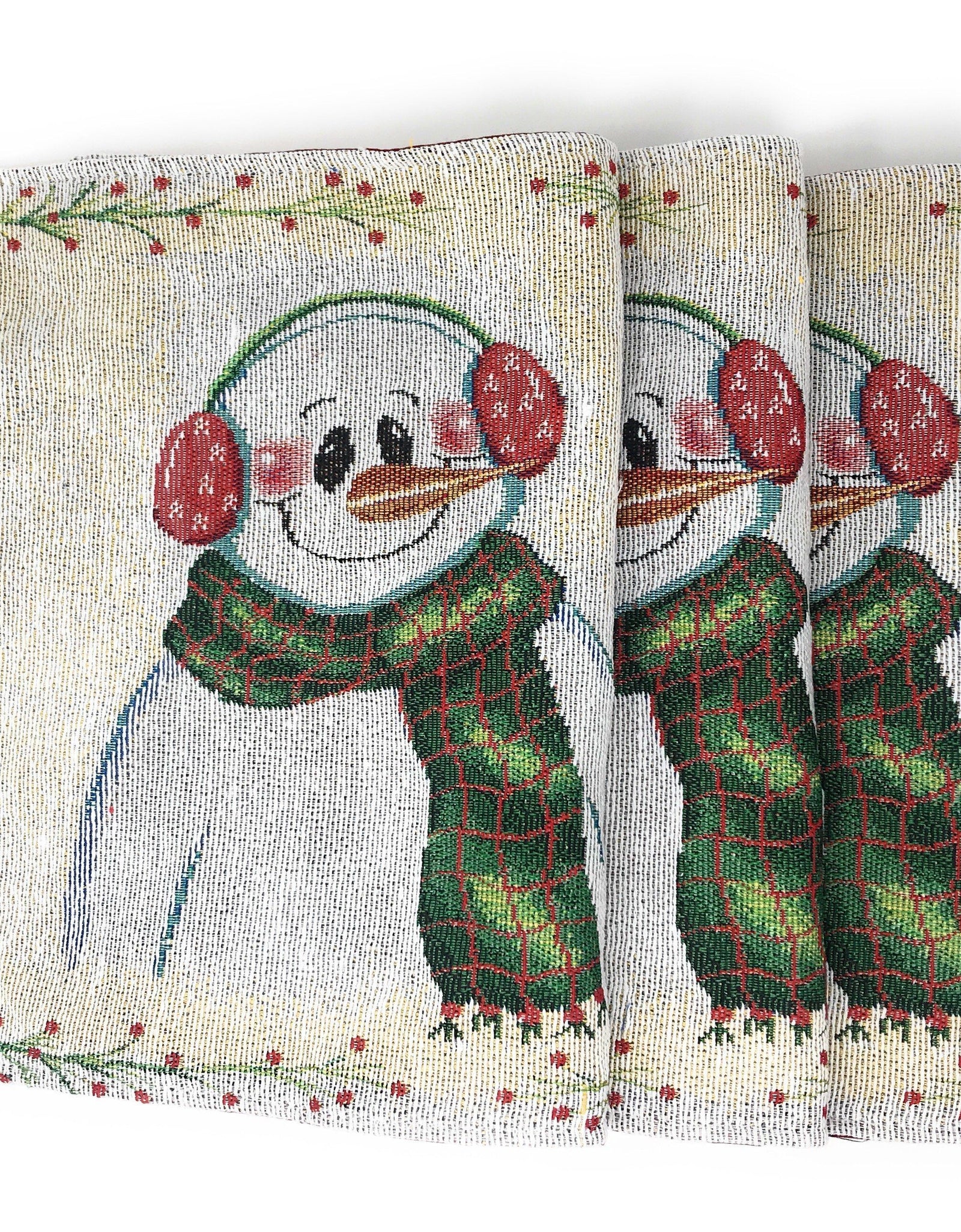 DaDa Bedding Set of 8 Pieces Magical Snowman Holiday Table Tapestry - 4 Placemats, 2 Table Runners, 2 Throw Pillow Covers (9733) by DaDa Bedding Collection