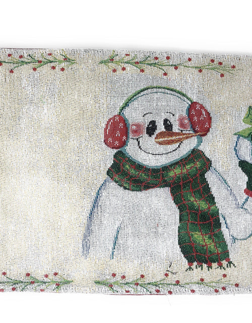 Load image into Gallery viewer, DaDa Bedding Set of 8 Pieces Magical Snowman Holiday Table Tapestry - 4 Placemats, 2 Table Runners, 2 Throw Pillow Covers (9733) by DaDa Bedding Collection
