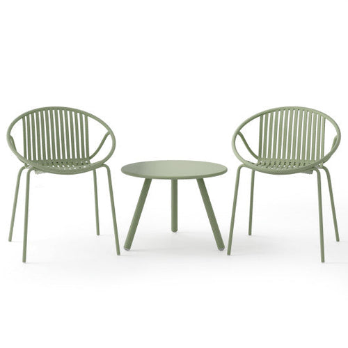 Load image into Gallery viewer, All Weather PP Patio Conversation Set with Round Coffee table and 2 Chairs-Green
