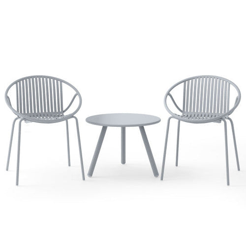 Load image into Gallery viewer, All Weather PP Patio Conversation Set with Round Coffee table and 2 Chairs-Gray
