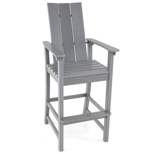 Load image into Gallery viewer, Tall Adirondack Chair Outdoor Bar Stool with Ergonomic Backrest for Backyard-Gray
