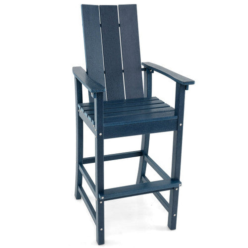 Load image into Gallery viewer, Tall Adirondack Chair Outdoor Bar Stool with Ergonomic Backrest for Backyard-Blue
