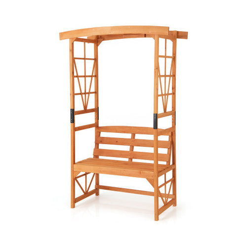 Load image into Gallery viewer, 6.2 Feet Tall Patio Garden Arbor with Pergola and 2-Seat Bench for Garden Lawn Backyard Decoration-Yellow
