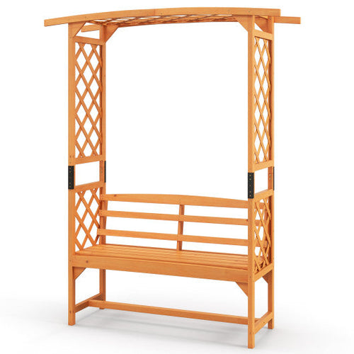 Load image into Gallery viewer, 6.5 FT Tall Patio Garden Arbor with Pergola and 2-Seat Bench for Garden Backyard Decoration-Yellow
