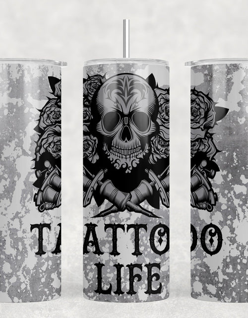 Load image into Gallery viewer, Tattoo Life - 20 oz Steel Skinny Tumbler - Optional Blue Tooth Speaker - Speaker Color will Vary by Rowdy Ridge Co
