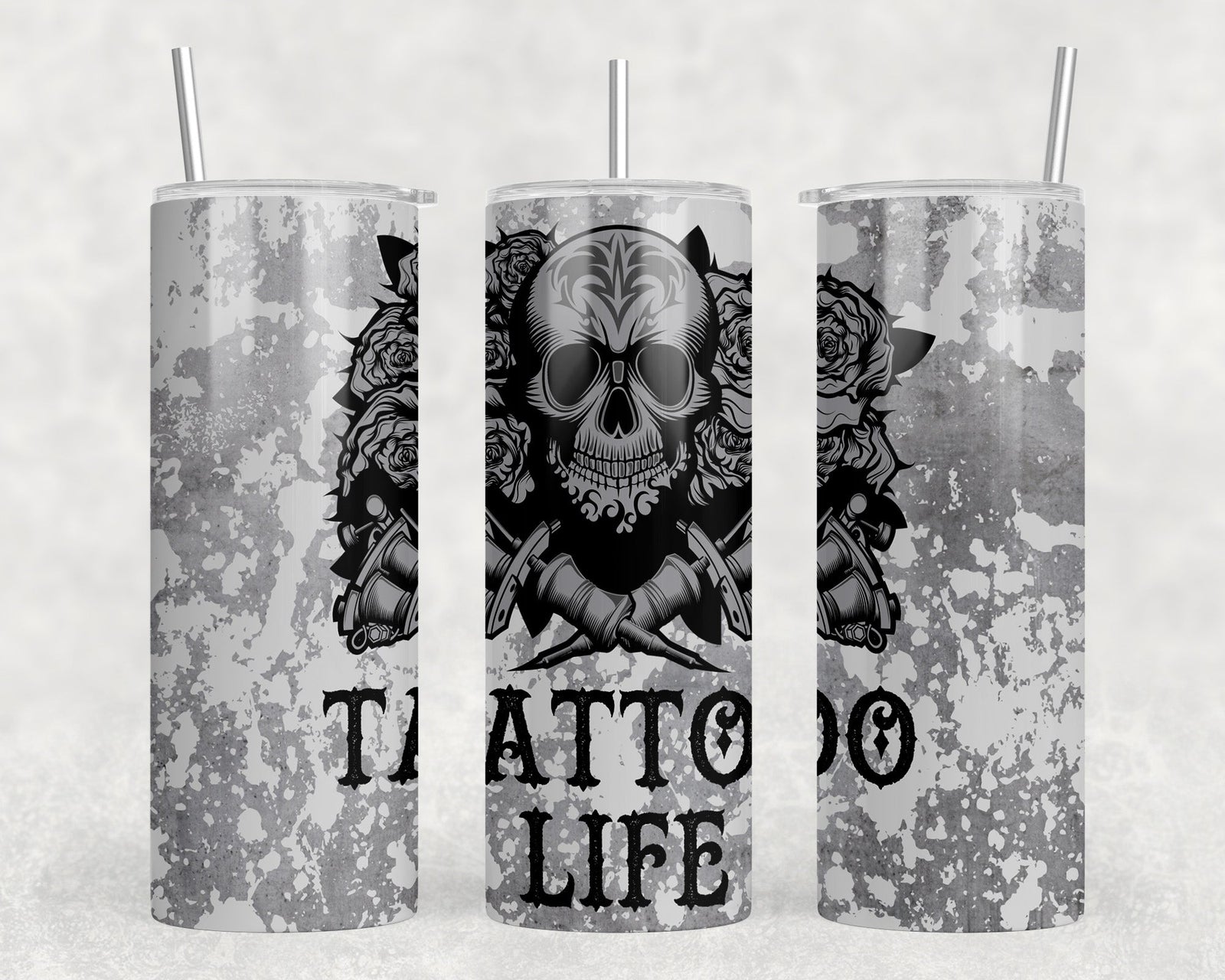 Tattoo Life - 20 oz Steel Skinny Tumbler - Optional Blue Tooth Speaker - Speaker Color will Vary by Rowdy Ridge Co