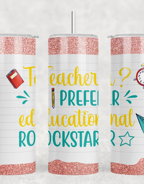 Load image into Gallery viewer, Teacher - 20 oz Steel Skinny Tumbler - Optional Blue Tooth Speaker - Speaker Color will Vary by Rowdy Ridge Co

