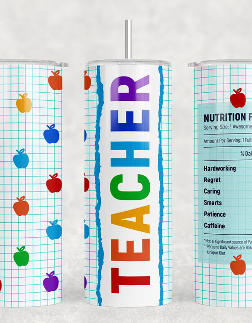 Load image into Gallery viewer, Teacher - 20 oz Steel Skinny Tumbler - Optional Blue Tooth Speaker - Speaker Color will Vary by Rowdy Ridge Co
