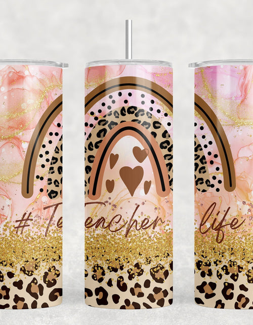 Load image into Gallery viewer, Teacher Life - 20 oz Steel Skinny Tumbler - Optional Blue Tooth Speaker - Speaker Color will Vary by Rowdy Ridge Co
