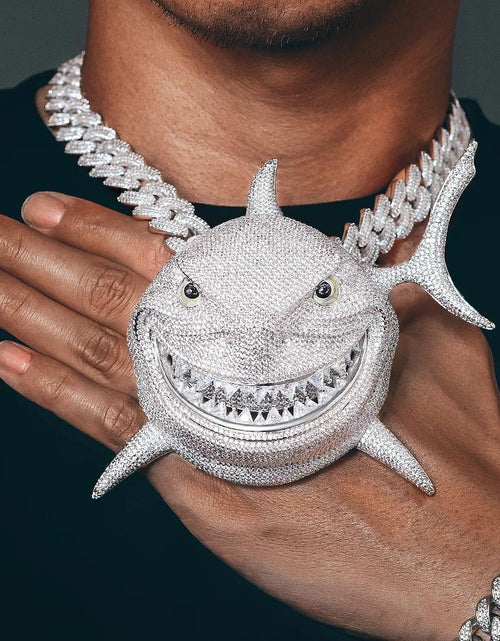 Load image into Gallery viewer, Tekashi 6ix9ine’s Iced Out Shark Pendant (Large Size 5 Inch Tall) by Bling Proud | Urban Jewelry Online Store
